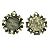 5pcs Fit 16mm Antique Bronze Color Round Flower Cameo Cabochon Base Setting For DIY Jewelry Making Jewelry Findings ef5090