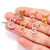 30pcs 6 Color Exquisite Heart Shaped Charm for Necklace Keyring Pendant  DIY Handmade Jewelry Accessories 13*17mm A146
