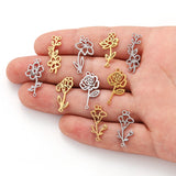 2pcs 12 styles Stainless Steel Flowers Charms Connection For Bracelets DIY Jewelry Making Supplies Jewelry Connector Bulk W433