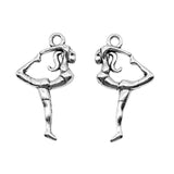 15pcs Charms Gymnast Sporter Gymnastics Player 26x14mm Antique Silver Color Pendants Making DIY Handmade Tibetan Finding Jewelry