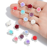 20Pcs Resin Roses 17.5*12mm Alloy Connectors Necklace Metal Chain Links Bracelet Jewelry Making DIY Decorative Gifts W564