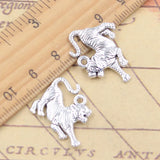 10 Uds. De dijes de tigre Animal, 18x24mm, colgantes de Color plata tibetana, fabricación de joyería antigua, artesanía hecha a mano DIY