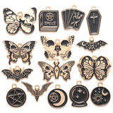 10pcs Dark Gothic Style Skull&Butterfly Enamel Charms for DIY Personality Punk Necklace Earrings Keychain Halloween Spooky Decor