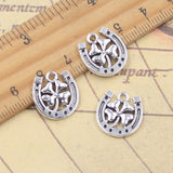 20 piezas dijes de herradura trébol de la suerte 16x15mm colgantes de Color plata antigua para hacer joyería tibetana hecha a mano DIY