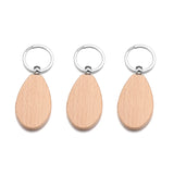 2Pcs 6 Styles Mixed Blank Wooden Keychain Rectangular Round Heart Shape Wood Key Chain Key Ring V198