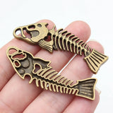 2pcs 56x18mm 2 Colors Antique Bronze Color Antique Silver Color Fish Bone Charms For DIY Jewelry Making