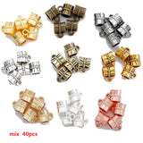 40 pcs 9 color Zinc Alloy Bead DIY European big hole metal connector Beads Fits Charm Bracelets Necklaces Pendants making