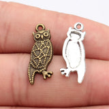 20pcs 25x10mm 2 Colors Antique Bronze Color Antique Silver Color Owl Charms For DIY Jewelry Making