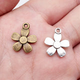 20pcs 17x14mm 2 Colors Antique Bronze Color Antique Silver Color Flowers Charms For DIY Jewelry Making