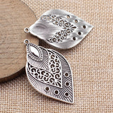 4pcs 51x30mm 2 Colors Antique Silver Color Antique Gold Color Openwork Spindle-Shaped Earrings Pendant