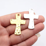 5pcs 45x31mm 2 Colors Antique Silver Color Antique Gold Color Hammered Cross Pendant For DIY Jewelry Making