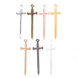 10pcs 7 colors  55*16mm Alloy Antique Knight Sword Charms for Jewelry Making DIY Handmade Weapons Personality Necklace Pendant