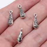 20pcs 15x5x5mm Antique Silver Color Carved Water Drop Charms Accessories For DIY Jewelry Making Jewelry Findings