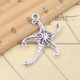 20 piezas dijes estrella de mar estrella de mar 27x26mm colgantes de Color plata tibetana fabricación de joyería antigua artesanía hecha a mano DIY