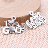 20pcs 22x18mm 2 Colors Antique Silver Color Antique Gold Color I Love Golf Charms For DIY Jewelry Making