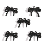 5-Piece Alloy Black Spray-Painted Bow Charm Pendants for DIY Jewelry Making Handmade Necklaces Earrings Accessories W597