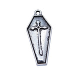 20pcs 12*26mm Alloy Silver Color Halloween Charms Vampire Cross Coffin Charms Pendant Fit Jewelry Making DIY Jewelry Findings