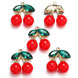 5pcs 20style Red Black Cherry Acrylic Stereo Oil Enamel DIY Charms for Bag Earring Necklace Jewelry Making Handmade Pendant W428