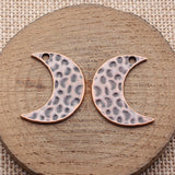 10pcs 25x19mm 2 Colors Antique Bronze Color Antique Copper Color Hammered Moon Charms For DIY Jewelry Making