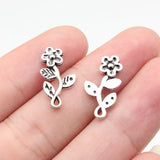 40pcs 18x9.6mm 2 Colors Antique Bronze Color Antique Silver Color Small Flower Charms For DIY Jewelry Making