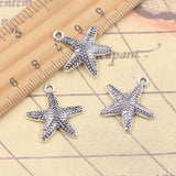 20 piezas dijes estrella de mar estrella de mar 21x20mm colgantes de Color plata antigua para hacer joyería tibetana hecha a mano DIY