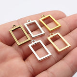 10pcs 23x13mm 5 Colors Geometric Hollowed-Out Rectangular Frame Pendant For DIY Jewelry Making