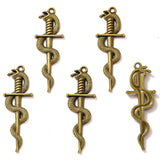 10pcs 6 Colors snake Sword Charms Pendant Retro Necklace Bracelet Metal Accessories DIY Charms Jewelry Craft Making 13X39mm M104