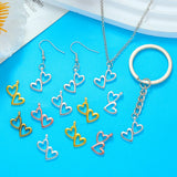 30pcs 6 Color Exquisite Heart Shaped Charm for Necklace Keyring Pendant  DIY Handmade Jewelry Accessories 13*17mm A146
