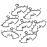 30pcs Zinc alloy 6 colors Filigree Stamping Pendants bat Hollow Metal Charms DIY Necklace earrings Jewelry Accessories 24mmx14mm