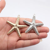 1pcs 66x60mm 2 Colors Antique Silver Color Kc Gold Color Starfish Charms For DIY Jewelry Making