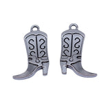 10pcs 25x16mm 2 Colors Antique Bronze Color Antique Silver Color Double-Sided Cowboy Boot Charm For DIY Jewelry Making