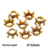 20pcs 8 colors Alloy Loose Spacer Beads Gold Silver Crown Beads for Jewelry Making DIY Bracelet Handmade Accessories 7x10 mm