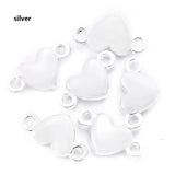 50pcs 4colors Heart Charms Zinc alloy Accessories Parts Connectors Pendants for DIY Bracelet Necklace Jewelry Making 10*5mm