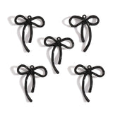 5-Piece Alloy Black Spray-Painted Bow Charm Pendants for DIY Jewelry Making Handmade Necklaces Earrings Accessories W597