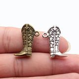 4pcs 26x20x8mm 2 Colors Antique Bronze Color Antique Silver Color 3D Cowboy Shoe Boots Charms For DIY Jewelry Making