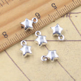 30 Uds. De dijes de estrella gorda, 9x7x4mm, colgantes de Color plata antigua, joyería tibetana hecha a mano DIY
