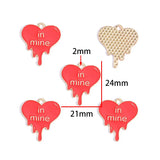 20-Piece Heart-Shaped Pink Valentine's Day Alloy Enamel Pendant DIY Necklace Bracelet Charms Jewelry Making Accessories W627