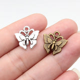 20pcs 16x16mm 2 Colors Antique Bronze Color Antique Silver Color Butterfly Charms For DIY Jewelry Making