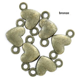 50pcs 4colors Heart Charms Zinc alloy Accessories Parts Connectors Pendants for DIY Bracelet Necklace Jewelry Making 10*5mm