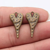 10pcs 27x14mm 5 Colors Hammered Long Heart Charms For DIY Jewelry Making