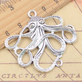 Colgantes de pulpo de Color plateado tibetano, fabricación de joyas antiguas, manualidades hechas a mano, 44x48mm, 5 piezas