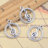 20 piezas dijes nota Musical 22x18mm colgantes de Color plata antigua para hacer joyería tibetana hecha a mano DIY