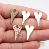 10pcs 27x14mm 5 Colors Hammered Long Heart Charms For DIY Jewelry Making