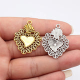 5pcs 37x28mm 2 Colors Antique Silver Color Antique Gold Color Gothic Heart Charms For DIY Jewelry Making