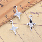 30 Uds. De dijes de estrella del norte, Cruz de estrella, 19x11mm, colgantes de Color plata antigua, fabricación de joyería tibetana hecha a mano DIY