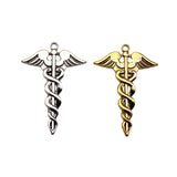 5pcs 53x37mm 2 Colors Antique Silver Color Antique Gold Color Medical Scepter Charms For DIY Jewelry Making