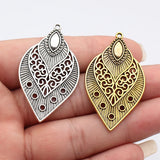 4pcs 51x30mm 2 Colors Antique Silver Color Antique Gold Color Openwork Spindle-Shaped Earrings Pendant