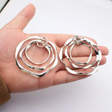 1pcs 71x70mm 2 Colors Antique Silver Color Rhodium Color Three-Layered Irregular Hammered Circle Pendant