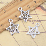 20 piezas dijes espiral tornillo hélice aguja Volution estrella 20x17mm colgantes de Color plata antigua DIY hecho a mano hallazgo tibetano