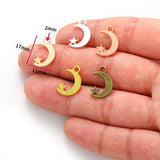 30pcs 5 color moon Charms Pendant fit Making Bracelets Jewelry Findings DIY Accessories 11*17mm L614